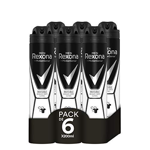 Rexona Invisible Desodorante Antitranspirante Black&White - Pack de 6 x 200 ml (Total: 1200 ml)