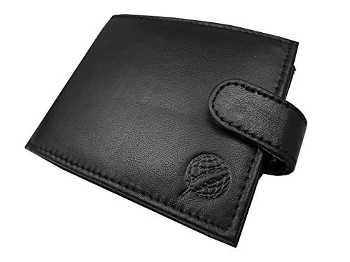 Roamlite Cartera de piel con bloqueo RFID para hombre, 9 ranuras para tarjetas, 11 cm x 9 x 2 R46M, Sin bloqueo RFID (Negro) - RL46KA