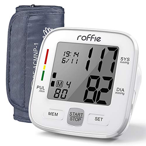 Roffie Tensiómetro de Brazo Digital Monitor Tipo de Banda para Brazo Digital Medidor de Presión Arterial Electrónico Mini Tamaño Ligero Portátil