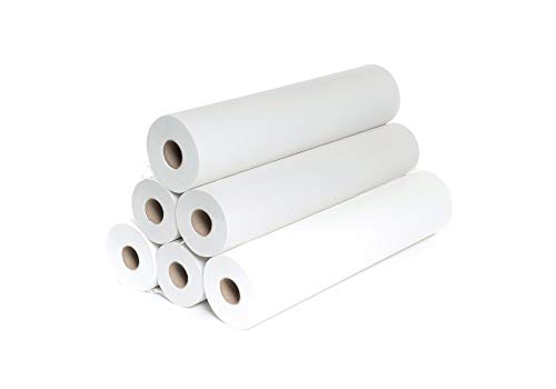 Rollo de papel para masaje – Sábana examinada – Sábana de examen médico – Sábana de examen – Color blanco puro – 2 capas lisas 135 fts 50 x 35 cm – Caja de 6 rollos