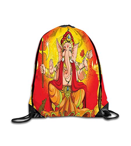 SanJIUCOM Mochila Personalizada Sacred Deepawali Festival Ceremony Theme Figura Antigua con ilustración de impresión de Loto Scarlet Yellow Fitness Beam Mochila, Mochila Deportiva