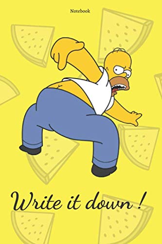 Simpsons: Write it down ! Original all yellow watermelon paperback cover Notebook: Blank Lined 6 x 9 in 120 pages Notebook