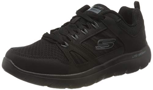 Skechers Summits-New World, Zapatillas Hombre, Negro (BBK Black Leather/PU/Mesh/Black Trim), 45 EU