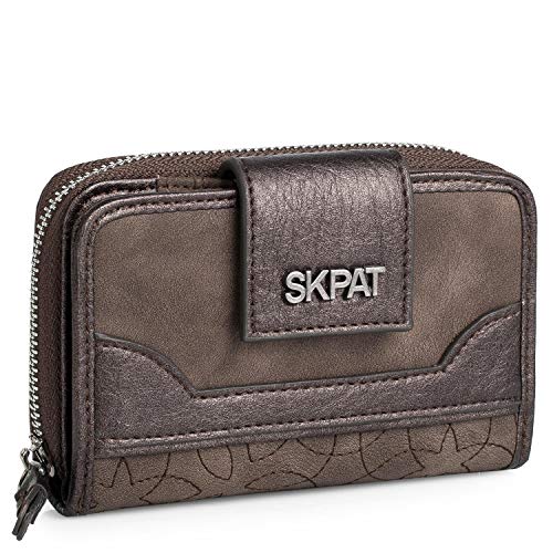 SKPAT - Billetero de Mujer. Cartera Tarjetero Monedero. Monedas Tarjetas Billetes. Cuero PU Piel sintética. Caja Marca Calidad y diseño. cómodo y 303814, Color Marron