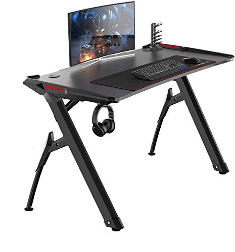 soges 120 * 60 Gaming Desk Computer Computer Computadora Gamer Pro Tablas con Luces LED Ergonómica PC Desk con Mouse Grande ST-R3-BK-N