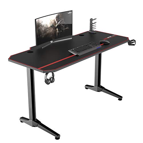 soges 140 * 65 Gaming Desk Computer Computer Computadora Gamer Pro Tablas con Ergonómica PC Desk con Mouse Grande ST-140BK