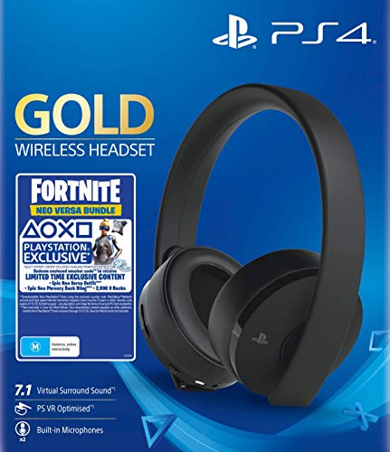 Sony - Gold Black Wireless 7.1 Gaming Headset Fortnite Neo Versa Bundle (PS4)