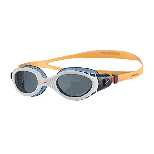 Speedo Futura Biofuse Flexiseal Triathlon Gafas de Natación, Unisex Adulto, Naranja Fluorescente/Blanco/Humo, Talla Única