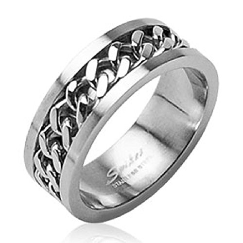 str-0108 acero inoxidable cubana Enlace Cadena en medio anillo 6 mm SZ 5 – 8, 8 mm SZ 9 – 14