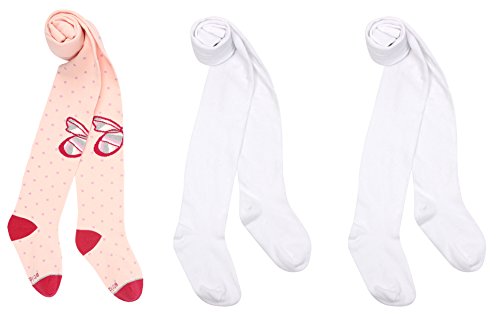 Stride Rite Girls' Little 3 Pack Beth Butterfly Heavyweight Tight