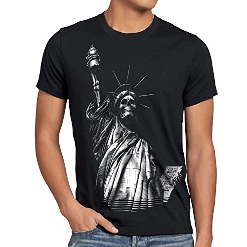 style3 Liberty Grafiti Camiseta para Hombre T-Shirt Estatua de la Libertad New York Punk Rock Tattoo, Talla:2XL