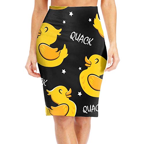 Sunny R Pato y Estrellas de Dibujos Animados Bodycon de Cintura Alta Delgada para Mujer Faldas de Lápiz de Longitud Media Elegante Falda de Fiesta Impresa XL