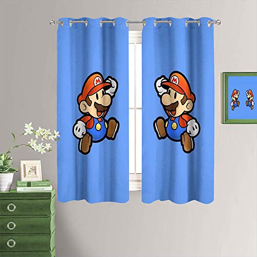 Super Mario Bros - Cortinas térmicas con aislamiento térmico y ojales que reducen el ruido, cortinas de ancho ancho ancho para puerta corredera para habitación de huéspedes, 153 x 182 cm