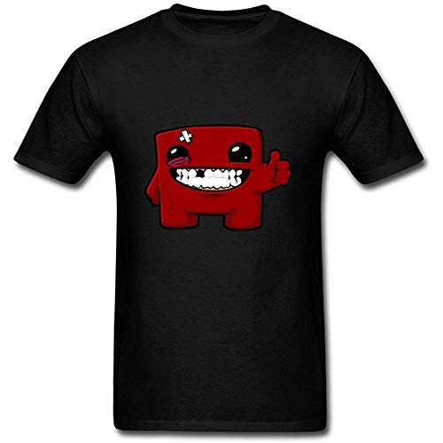 Super Meat Boy Logo Men T-Shirt Graphic Top tee Camiseta Short-Sleeve Black XXL