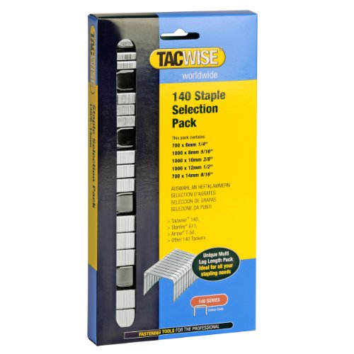 Tacwise 0350 Caja con selección de Grapas en tamaños de 6, 8, 10, 12 y 14 mm, Staple Selection Pack, Set de 4400 Piezas