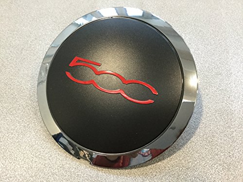 Tapacubos de aleación – Producto compatible fabricado en Italia negro con logotipo 500 rojo