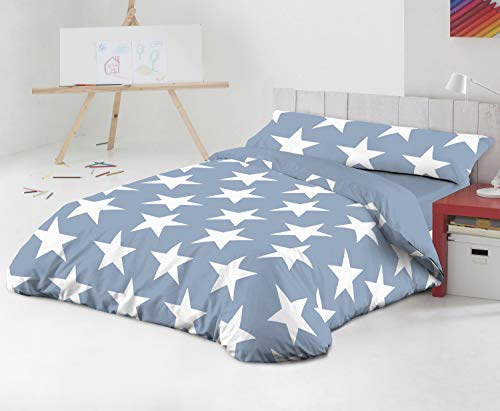 TEXTILONLINE - Funda Nordica 3 Pzas. Star (Cama 90 cms, Azul)