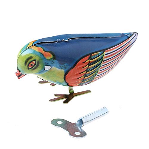 TIANTIAN Vintage Wind Up Pecking Bird Clockwork Juguete de lata divertido reloj de cuerda de metal salto fiesta regalo para niños niños