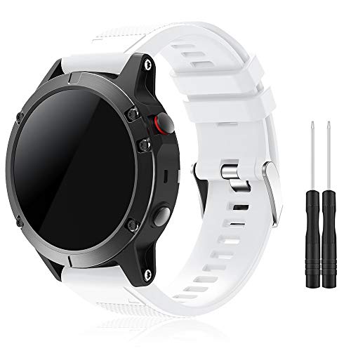 TOPsic Garmin Fenix 5 Banda, Silicona Reemplazo Correa con 2pzs Destornilladores para Garmin Fenix 5 / Forunner 935 Smart Watch, 13.5cm-22.5cm, no Adapta a Fenix 5X, 5s