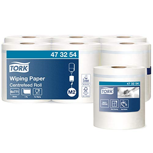 Tork 473254 Papel de secado Universal de 1 capa compatible con el sistema de alimentación central grande M2, 6 rollos (6 x 270m), Blanco