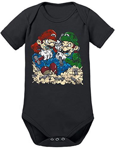 Touchlines Mario vs Luigi Body, Negro (Negro 13), 74 cm Unisex bebé