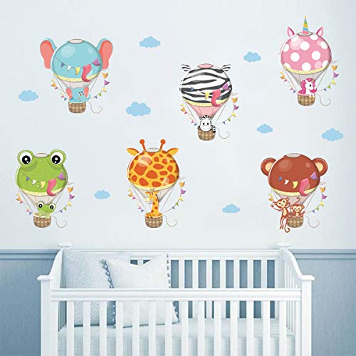 ufengke Pegatinas de Pared Animales Globos Aerostáticos Vinilos Adhesivas Pared Unicornio Jirafa Elefante para Dormitorio Habitación Niños Infantiles Sala de Estar