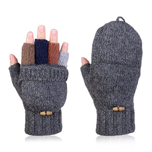 VBIGER Guantes Invierno Unisex Mitones de lana de punto caliente Manoplas