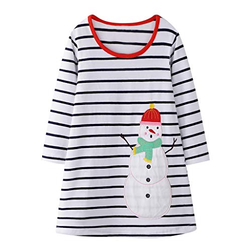 Vestido de Navidad para niños de 2 a 8 años, diseño de muñeco de nieve de Sunnymi Blanco 33 W/30 L