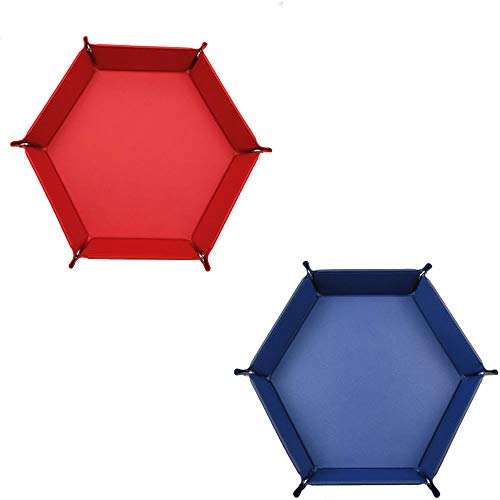 Vientiane Bandeja de Dados de Doble Cara,Cuero Hexagonal Plegable de PU para Mazmorras y Dragones. Juego de Dados D&D y Otros Juegos de Mesa