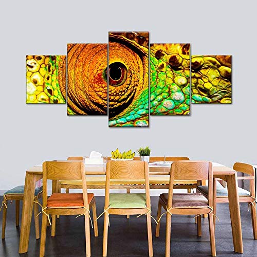 VKEXVDR Art Enlienzo Póster Ojo de camaleón 5 Piezas Pared Mural para Decoracion Cuadros Modernos Salon Dormitorio Comedor Cuadro Impresión Piezasmaterial