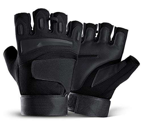 WEPOP Guantes Sin Dedos Tácticos Moto Militar Nudillo de Goma Dura Medio Dedo Pantalla Táctil Deportes Airsoft Ciclismo Alpinismo Gimnasio para Hombre Mujer Adolescente