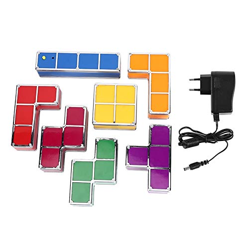 Wifehelper Luz Nocturna apilable Tetris, DIY Puzzle Stackable LED Light Desk Night Lamp Block Construction Game para niños Adolescentes Dormitorio Decoración para el hogar 100-240V(EU Plug)