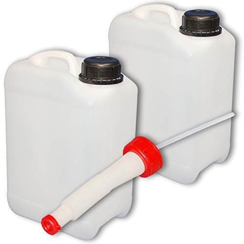 Wilai GmbH Lote de 2 bidones de Polietileno/Jerry Can 3 L Natural HDPE + 1 Pico Flexible DIN45 Calidad alimentaria (22005x2+22038)