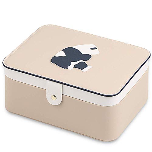 W&LM Caja De Joyería Caja De Almacenamiento Bloqueo De Doble Capa Joyas De Gran Capacidad Pendiente Accesorios Collares Es Exquisitos Cajas Organizadores,Beige