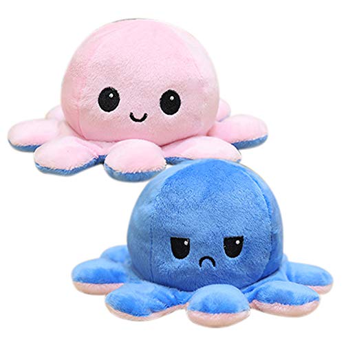 WOSNN Peluche de Pulpo Reversible Bonitos Juguetes de Peluche muñeco Vibrante Doble Cara Muñeco de Peluche cumpleaños 1 Pack