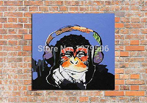 wZUN Pintura al óleo Abstracta Linda del Arte del Gorila en la Lona para la decoración de la Sala de Estar Pintura del Grupo Que cuelga 60x60 Sin Marco