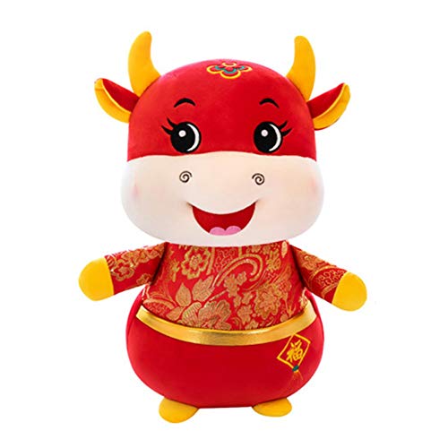 xianhuabing Juguete Chino Año de la Vaca Mascota de Peluche Muñeca Suave Cojín Decoraciones de Juguete de Peluche para 2021 Buey Zodiaco Chino Decoración del hogar