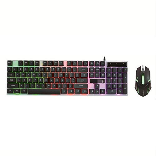 Yqs Teclado Inglés Juego Teclado retroiluminado con LED RGB de Colores Teclado Iluminado Keycaps Gamer similares sensación mecánica (Color : Black)