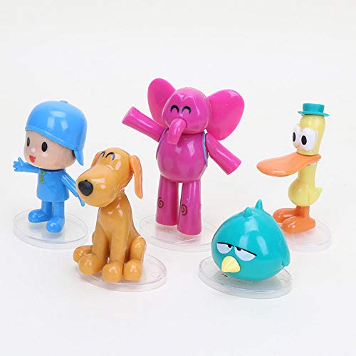 zdfgv 5 unids/Set Juguetes de Figuras de Dibujos Animados Pocoyo Pato Pato Elefante Elly Doggy Loula Sleepy Bird Modelo Lindo muñeca Regalo para niños 5-10cm