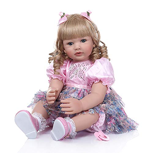 Zero Pam 61CM Realista Niña Toddler Reborn Bebé Muñecas Niñita - Chica Rubia - Vinilo de Silicona Muñecos Reborn Baby Dolls Niña española Niños Juguetes Conjunto