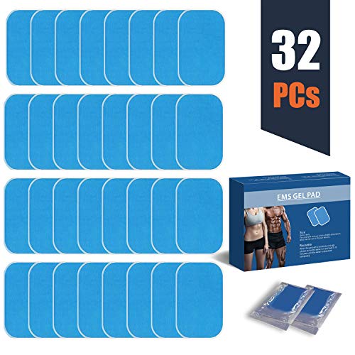 zociko EMS Gel Pads para Electroestimulador Muscular, EMS Gel Hojas para Estimulador Muscular Abdominales, Masajeador Eléctrico Cinturó Repuesto de Repuesto Accesorios 32 Piezas