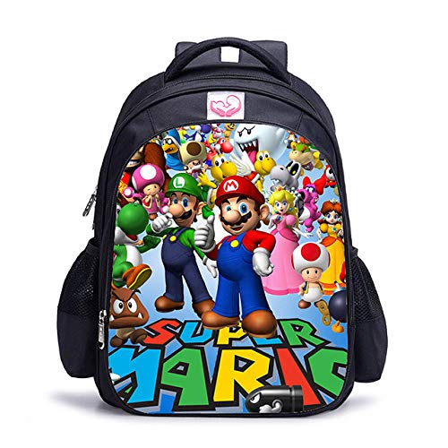 13-14-15-16 Pulgadas Mario Bros Sonic Boom Mochila para niños Mochilas Escolares Dibujos Animados Juego Libro Mochila Diaria Escuela Mochila Regalo-Negro-Grande (32 * 17 * 42)_5