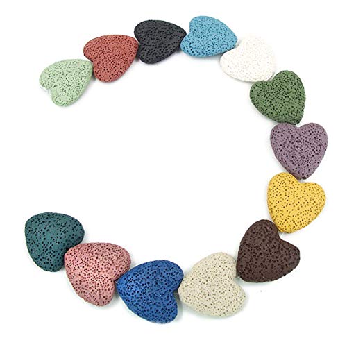 19 Piezas Cuentas Piedra De Lava En Forma De CorazóN Cuentas De Rocas Piedra VolcáNica Strand Piedras Cuentas De Roca De Chakra Preciosas VolcáNicas Para Diy Pulseras Collares JoyeríA, Color Mezclad