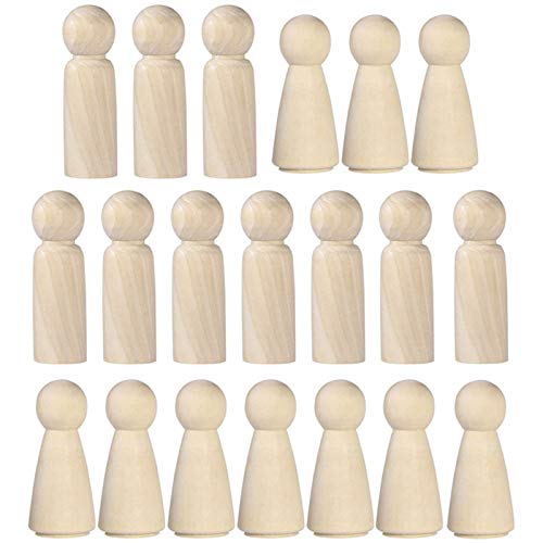 20 Piezas Muñecas de Madera Peg Inacabado Personas de Madera Muñecas de Madera Juguete de Madera para Pintar DIY Manualidad Decoración Conjunto familiar Arte Craft Peg Dolls Muñecas