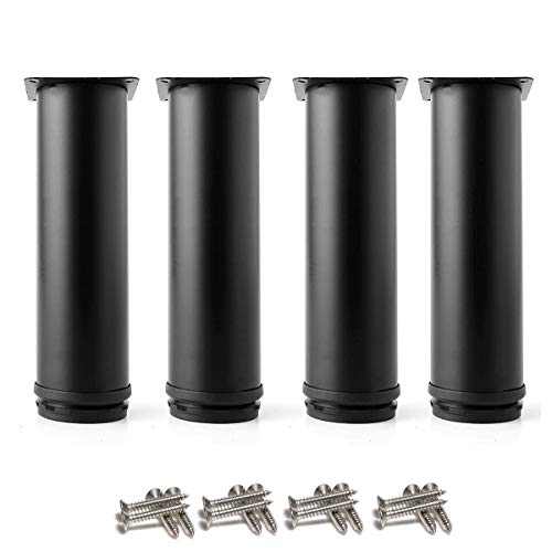 4 piezas Negro Pies ajustables, Pies de gabinete de 150 mm de altura, patas de mesa, patas de muebles, acero inoxidable, altura ajustable de 0-15 cm, vienen con tornillos de acero inoxidable