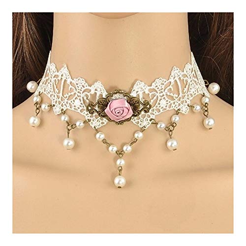 Accesorios Colgante Rosa Rosa del Traje De Cosplay Collar Vampiro Bonito Loli De Época Gótica Gargantilla De Encaje Flor De La Decoración Regalo