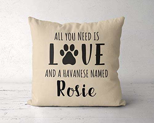 Ad4ssdu4 All You Need is Love and a Havanese nombrado Almohada havanesa Personalizada Propietario Amante Regalo Havanese Funda de Almohada