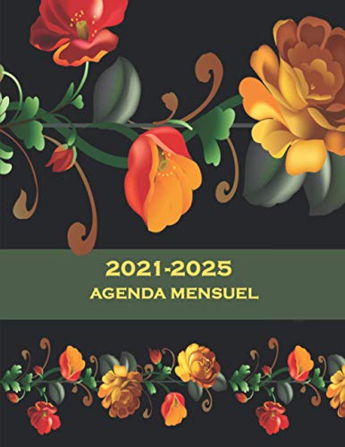 Agenda mensuel 2021-2025: 60 mois Agenda 5 ans, janvier 2021 à décembre 2025 - planificateur mensuel, 1 mois sur 2 pages contenant priorités, ... total/charges total/solde, à faire, notes