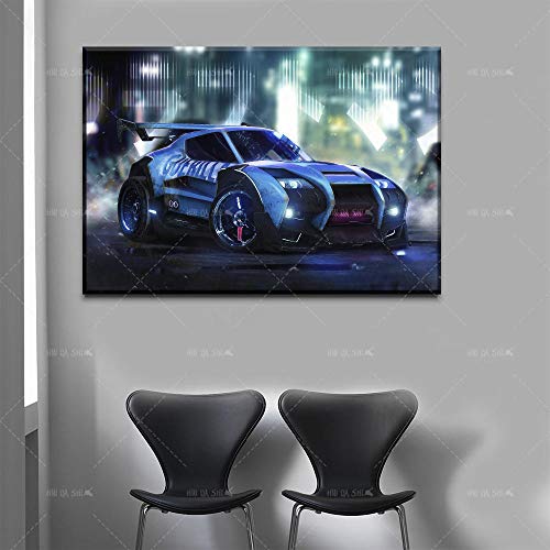 agwKE2 Hot HD Print Poster Modular Wall Art Canvas Painting 3 Piezas Rocket League Cool Game Coche Sala de Estar Decoración para el hogar Póster Artístico / 60x80cm (sin Marco)