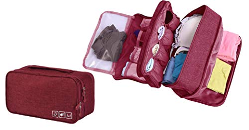 Almacenamiento a Prueba de Agua Bolsa de Viaje Organizador para los Sujetadores, Ropa Interior, artículos, etc. Accessorios de Viaje(Red)